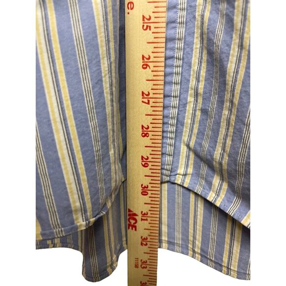 Polo Ralph Lauren Classic Fit Blue Yellow Stripe Dress Shirt Button Down Large - Picture 5 of 7